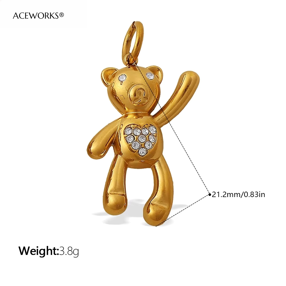 Teddy Bear Heart Charm