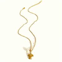 Collares de Moda con Colgante de Acero Inoxidable con Diseño de Animales Marinos, Conchas, Tortugas y Perlas, Estilo Veraniego para Mujer