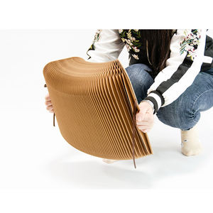 Ihpaper H35cm <span class=keywords><strong>tabouret</strong></span> en papier <span class=keywords><strong>carton</strong></span> tabourets pliants poufs avec coussin rond en cuir PU meubles de salon - Product Image 3