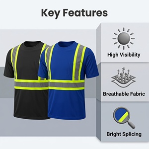 Durable avec bandes réfléchissantes renforcées T-<span class=keywords><strong>shirt</strong></span> de sécurité à manches courtes <span class=keywords><strong>haute</strong></span> <span class=keywords><strong>visibilité</strong></span> pour les chantiers routiers et industriels - Product Image 2