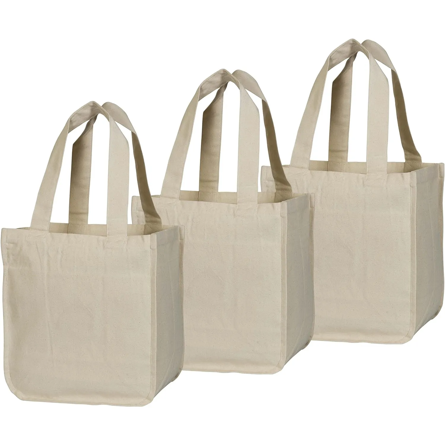 अतिरिक्त भारी वजन वाले बड़े आकार के कार्बनिक कपास धोने योग्य और पर्यावरण के अनुकूल कपड़े कैनवास किराने की खरीदारी टोटे बैग