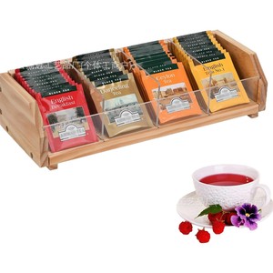 Bamboo Wood <b>Tea</b> Bag Storage <b>Box</b> Acrylic Handle Wooden Organizer For Office Desk Rectangle Minimalist Style - Product Image 2