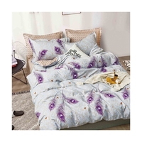 100% polyester tissu 130GSM maison housse de couette ensemble avec fleur imprimé couvre-lit 130GSM