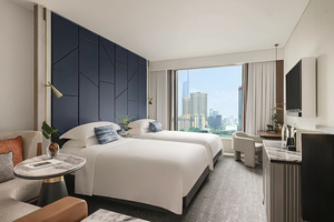 Ensemble de chambre d'<span class=keywords><strong>hôtel</strong></span> moderne de luxe sur mesure, mobilier durable en bois massif pour appartement 5 étoiles, package complet pour projet hôtelier Chine - Product Image 2