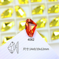 Strass à fond plat de haute qualité, accessoire vestimentaire, cristaux de verre colorés en forme d'axe, à double trou, à coudre, pour chaussures et sacs DIY