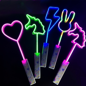 Party Supplies Custom Shaped Flashing Glow Stick Handle Neon LED <strong>Light</strong> <strong>up</strong> <strong>Star</strong> Wand Toy Rainbow Glow LED Sticks Big Size 45cm - Product Image 1