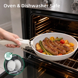 Set 8 Pezzi in Acciaio al Carbonio con Manico Rimovibile Antiaderente con Coperchio Compatibile con Induzione, Forno e Lavastoviglie - Product Image 4