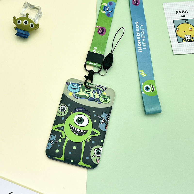 Lanyards Lovely Cartoon Monsters University Alien Card Holder Custom Neck Card Cover Accessories Kids Plastic ID Card Case Image 2