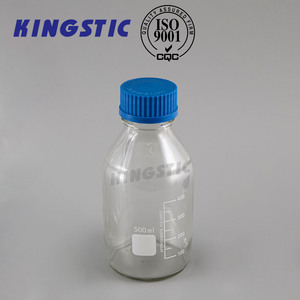 प्रयोगशाला प्रयोगशाला ग्लास चौड़े मुंह अभिकर्मक की बोतल नीले पेंच स्पष्ट कांच अभिकर्मक बोतल - Product Image 6