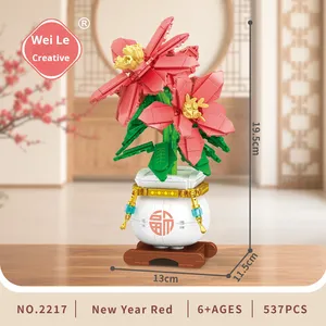 Série Florale Persimmon Ruyi, 40 Pièces, Blocs de Construction en Plastique ABS à l'Échelle 1:1, Jouet d'Assemblage Éducatif, Fleur Éternelle - Product Image 6