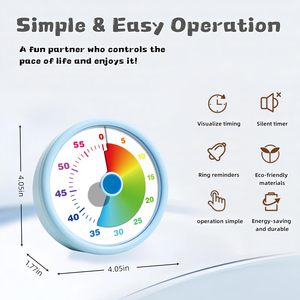 KidsFriendly Eco-Friendly 60-Minute Shape Plastic Mechanical Countdown <b>Timer</b> Precise Timing Rechargeable Battery Dial Design for - Product Image 4