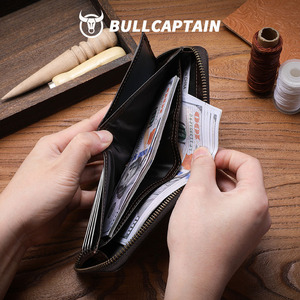 Portefeuille court vintage pour homme avec fermeture éclair, poche à monnaie, porte-cartes en cuir, blocage RFID, portefeuille en cuir véritable - Product Image 4