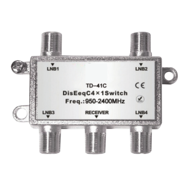 Highfly 4x1 4-in-1 Diseqc Satellite Switch 950-2400MHz Frequency Range 2-Year Warranty 3 DB Insertion Loss 25 DB Isolation