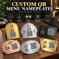 Plaque de table géométrique pour restaurant, avec logo personnalisé, numéro de table, vente en gros, plaque nominative en acier inoxydable sur mesure