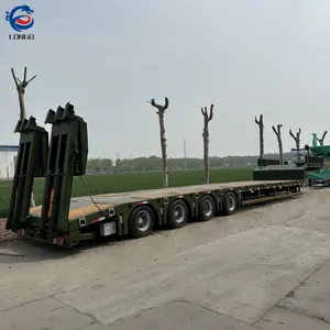 4 Axles 50 Ton 55ton 18 Meter Long Lowbed Chassis Trailer Low Boy Trailer Low Platform Semi-trailer