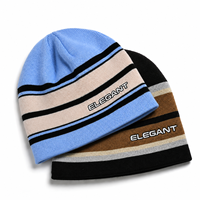 Gorro de punto jacquard a rayas cálido de acrílico premium al por mayor para hombre, ideal para patinaje y uso casual.