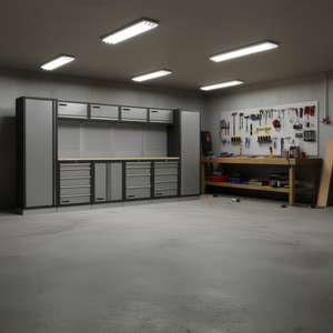 Muebles de taller modulares Fervi A007A, gabinete de almacenamiento de herramientas de acero con panel perforado y cajones para uso en garaje. - Product Image 3