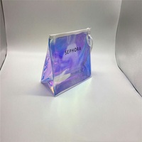 Sacs d'emballage en PVC avec fermeture éclair, sacs en plastique givré brillant holographique, sacs en plastique mat avec fermeture éclair, sacs en plastique givré mat