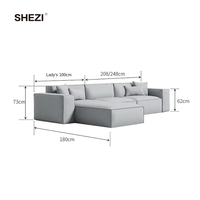 SHEZI ensemble de canapé d'angle modulaire en tissu gris moderne meubles de salon avec application pour appartement et hôtel