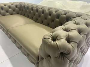 हॉट सेलिंग होटल लिविंग रूम फर्नीचर आधुनिक लक्जरी डिजाइन विंडसर तीन सीट सोफे चमड़े - Product Image 3