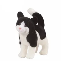 כמו בחיים חתול בפלאש צעצוע חמוד שחור ולבן חתול ממולא בעלי החיים