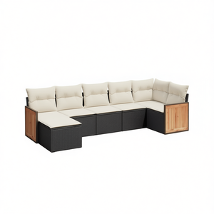 Modular Black Pe Rattan Garden <b>Sofa</b> <b>Set</b> High Density Foam Cushions Outdoor Furniture - Product Image 1