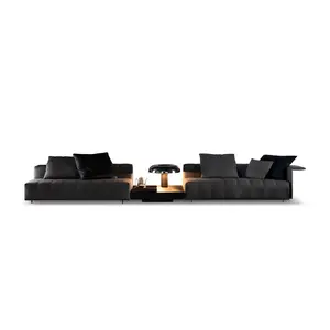 Sofá moderno italiano, sofá moderno de couro genuíno para sala de estar, sofá modular e poltrona