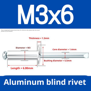 Rivets personnalisés à finition simple, tête plate, à ouverture automatique, rivets aveugles en aluminium CLASSE 4 3,0 mm <span class=keywords><strong>ISO</strong></span> - Product Image 5