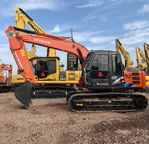 Excavatrice Hitachi ZX120 sur chenilles rouges avec godet de terrassement, équipement de construction d'occasion - Product Image 6