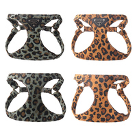 Harnais pour animaux de compagnie en coton de luxe écologique nouvellement conçu, imprimé léopard tendance, ensemble de promenade pour chien