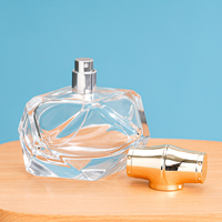 Flacon de parfum en verre transparent unique, à fond épais, de luxe, de haute qualité, 50 ml, 100 ml, avec bouchon en métal