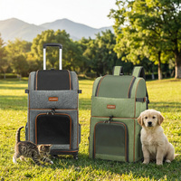 Sac de transport pour chat, sac à main et sac à dos portable d'extérieur, double couche respirante, valise à roulettes pour chats