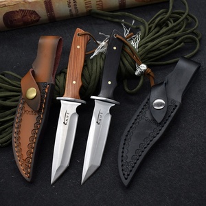 Couteau de chasse industriel portable en acier inoxydable SS225, lame fixe pleine longueur, manche en bois, pour randonnée et bushcraft, avec étui en cuir - Product Image 2