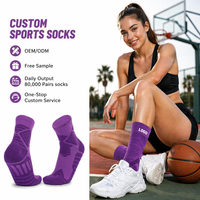 Chaussettes de basketball professionnelles Elite Blue Crew Sports pour hommes, tricotées épaisses, 100 % coton, antibactériennes, absorbant les chocs, antidérapantes