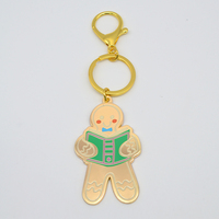 Porte-clés promotionnel personnalisé en alliage de zinc avec logo émaillé rigide, motif bonhomme en pain d'épices mignon, idéal pour les fêtes de Noël, vente en gros directe usine