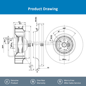 Ventilador Centrífugo de Refrigeración R2D220-AB02-10 380/440VAC 75/110W 0.18/0.20A 2800/3250RPM con Rodamiento de Bolas, Motor AC de 220mm, OEM/ODM - Product Image 4
