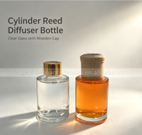 Diffuseur de parfum d'ambiance rond de 150 ml en verre, avec bouchon en polymère et logo personnalisé, vente en gros