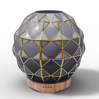 Diffuseur d'huiles essentielles en verre grain de bois 250 ml, modèle privé, technologie ultrasonique, lumière colorée, traçage doré, usage domestique