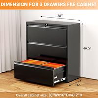 Armoire de classement métallique à 3 tiroirs en acier épais pour bureau à domicile, avec serrure, pour le rangement de documents et de reçus domestiques