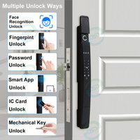 TTLock App 3D Reconnaissance faciale Serrure de porte intelligente mince avec interphone vidéo Wifi Empreinte digitale numérique pour porte en verre