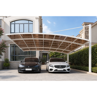 Toit de carport en aluminium de qualité supérieure, structure en aluminium 6063-T5, toit en arche, revêtement poudré, design moderne pour 2 voitures, espace compact