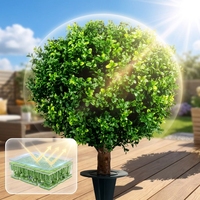 Boule de mousse artificielle réaliste pour jardin, sphère végétale verte en plastique avec base en fer pour aménagement paysager extérieur