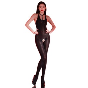 Sexy Halter Neck Backless Bodysuit 5D Ultra Thin Nylon Open Crotch Women's Lingerie - Product Image 5