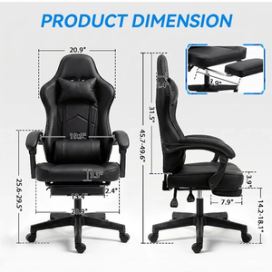 <span class=keywords><strong>Silla</strong></span> Gamer de Cuero de Alta Calidad y Económica 2026, <span class=keywords><strong>Silla</strong></span> de Juego Ergonómica con Respaldo Alto, Negra, con Reposacabezas y Soporte Lumbar - Product Image 2