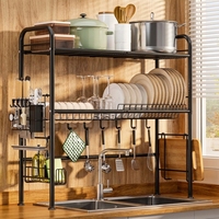 Égouttoir de cuisine sur évier, support à ustensiles, égouttoir à vaisselle et baguettes, support de rangement pour assiettes, organisateur de comptoir en métal