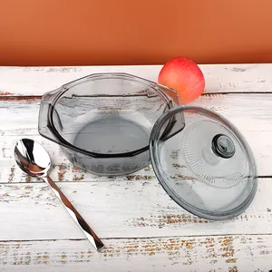 Transparent Pans 2 Ears Borosilicate Glass Kitchen Accessories Soup Hot Pot Cookware Glass Cooking Pot