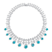 Collier Paraba Élégant Plaqué Argent de Luxe pour Femme, avec Pierre Précieuse Bleu Pâle, Chaîne de Mariage de Luxe et de Présence