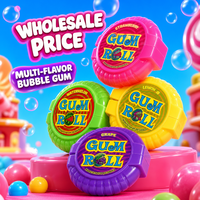 Chewing-gum en rouleau saveur fruitée, en emballage plastique coloré, pour enfants, bonbons fantaisie
