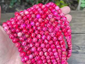 ลูกปัดหินแจสเปอร์สีชมพูร้อนธรรมชาติทรงกลมเรียบ ขนาด 3 มม. 4 มม. 6 มม. 8 มม. 10 มม. สำหรับทำเครื่องประดับ - Product Image 4