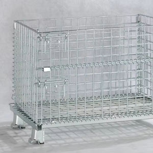 संलग्न चार पहिया फोल्डेबल लॉजिस्टिक्स ट्रॉली 600 किलोग्राम क्षमता गोदाम संचलन स्तरित जाल डिजाइन डिचेबल बैकरेस्ट ओम - Product Image 1